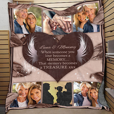 Alternative view of Personalized Photo When Someone You Love Become A Memory Fleece Blanket - Mink Sherpa Blanket - Woven Blanket