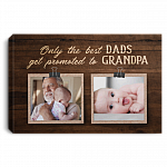 Personalized Photo Only The Best Dads Get Promoted To Grandpa Framed Canvas Prints-Unframed Poster-Wall Art, White, 0.75'' Framed Canvas