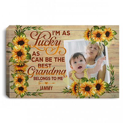 Personalized Photo the Best Grandma Belong to Me Wrapped Framed Canvas Prints - Unframed Poster - Home Decor Wall Art, White, 0.75'' Framed Canvas