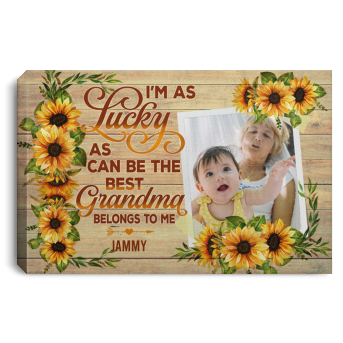 Personalized Photo the Best Grandma Belong to Me Wrapped Framed Canvas Prints - Unframed Poster - Home Decor Wall Art, White, 0.75'' Framed Canvas