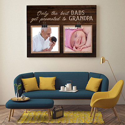 Alternative view of Personalized Photo Only The Best Dads Get Promoted To Grandpa Canvas Prints-Unframed Poster-Wall Art