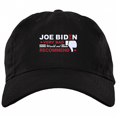 Joe Biden Very Bad Would Not Recommend Twill Cap - High-Profile Snapback Hat - Trucker Hat, Black, Brushed Twill Dad Cap