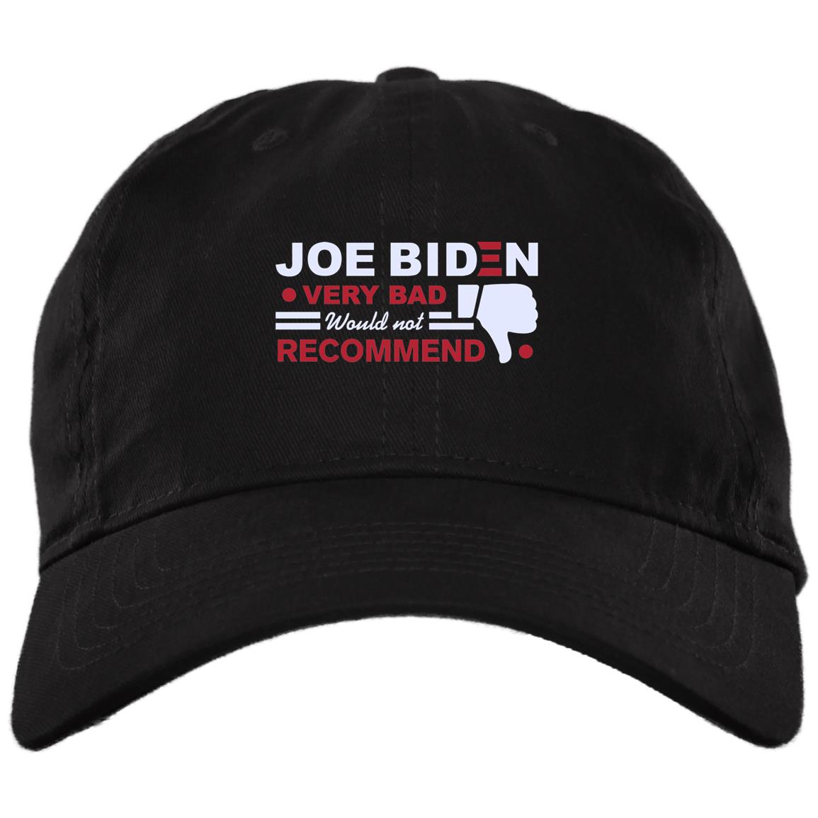 Joe Biden Very Bad Would Not Recommend Twill Cap - High-Profile Snapback Hat - Trucker Hat, Black, Brushed Twill Dad Cap