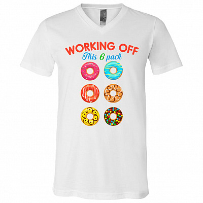 Donuts Tshirt, White, V-Neck T-Shirt