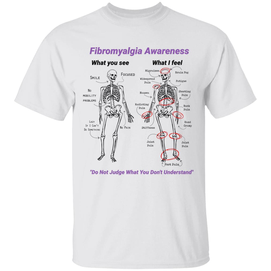 Fibromyalgia Awareness What You See What I Feel Skeleton T-Shirt - V-neck - Fibromyalgia Shirt, White, Unisex T-Shirt