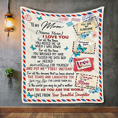Alternative view of Personalized Airmail to My Loving Mom You Are the World - Gifts for Mom from Daughter Fleece Blanket