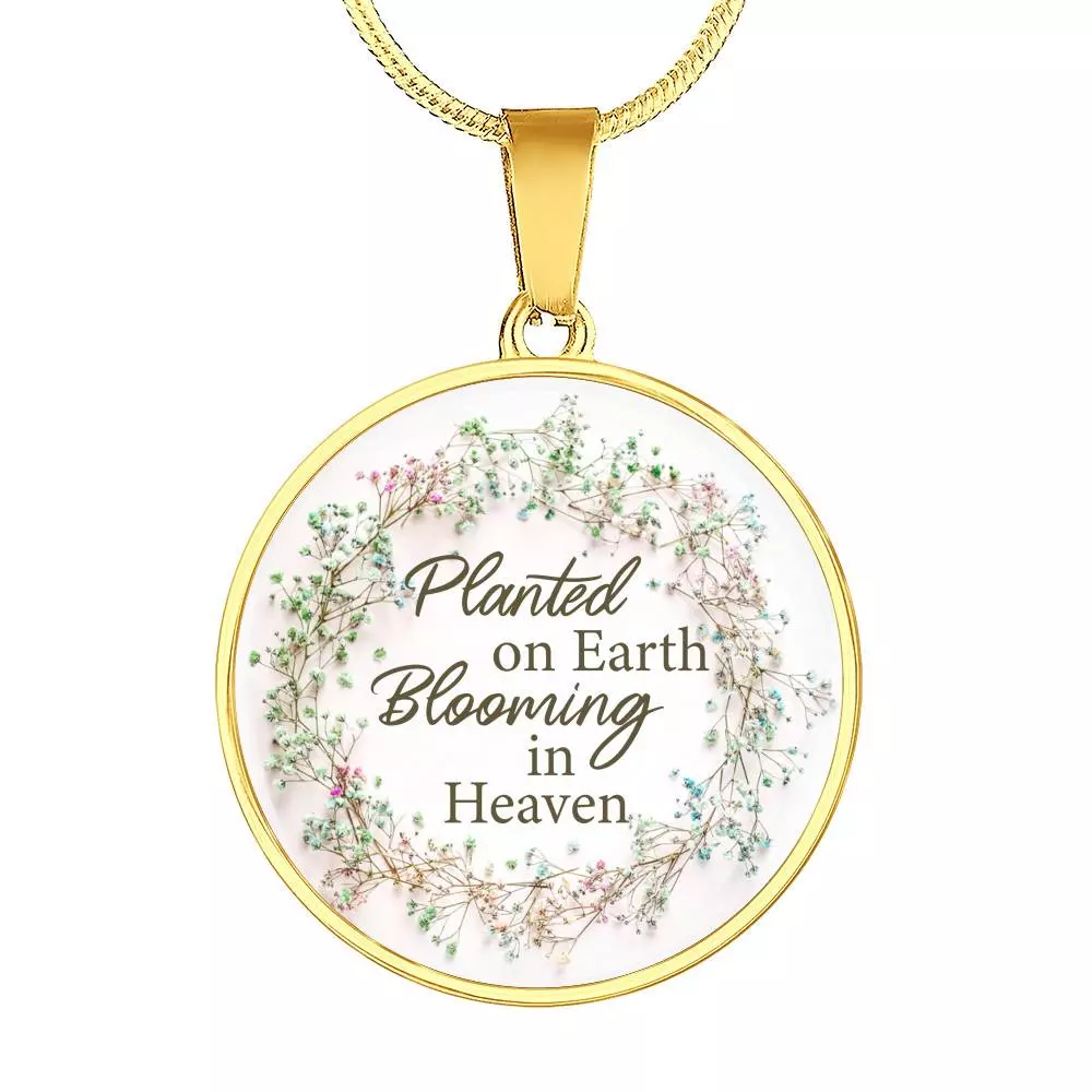 Planted On Earth Blooming In Heaven Circle Pendant Necklace - Circle Luxury Necklace (Gold Plated) Planted On Earth Blooming In Heaven Circle Pendant Necklace - Circle Luxury Necklace (Gold Plated)
