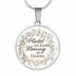 Planted On Earth Blooming In Heaven Circle Pendant Necklace - Circle Luxury Necklace (Silver) Planted On Earth Blooming In Heaven Circle Pendant Necklace - Circle Luxury Necklace (Silver)