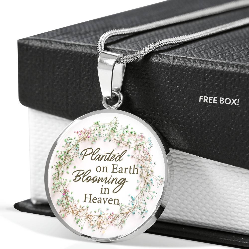 Planted On Earth Blooming In Heaven Circle Pendant Necklace - Circle Luxury Necklace (Silver) Planted On Earth Blooming In Heaven Circle Pendant Necklace - Circle Luxury Necklace (Silver)