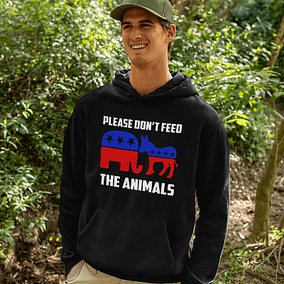 Alternative view of Please Don't Feed the Animals Hoodie - Sweatshirt - Funny Voting Elephant Donkey 2021 Sweatshirt
