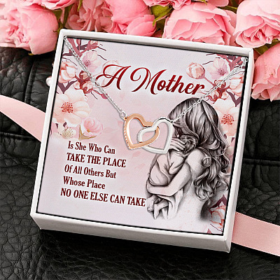 Alternative view of Mother Can Take the Place of All Others Happy Mothers Day Gifts Interlocking Heart Pendant Necklace