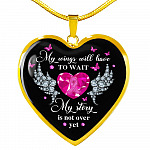 My Story Is Not Over Yet Breast Cancer Awareness Pink Ribbon Heart Pendant Necklace - Heart Luxury Necklace (Gold Plated)