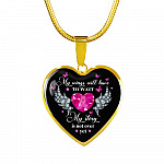 My Story Is Not Over Yet Breast Cancer Awareness Pink Ribbon Heart Pendant Necklace - Heart Luxury Necklace (Gold Plated)