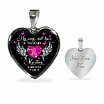 My Story Is Not Over Yet Breast Cancer Awareness Pink Ribbon Heart Pendant Necklace - Heart Luxury Necklace (Silver)