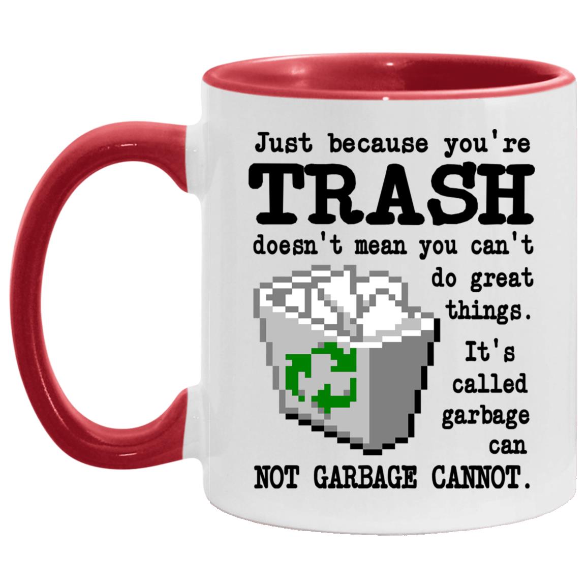 Trash Accent Mug, White/Red, 11 oz. Accent Mug