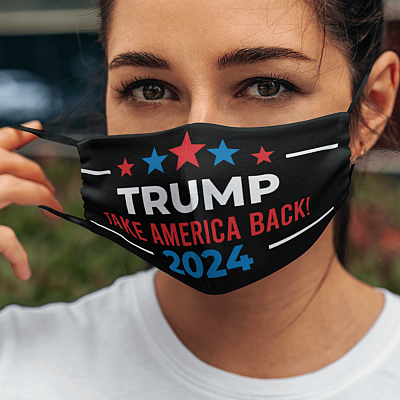 Alternative view of Trump Take America Back 2024 - Rigged Election 2020 Washable Reusable Custom  Printed Cloth Face Mask Cover