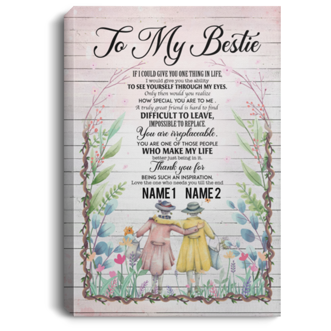 Personalized to My Bestie Truly Friendship - Gift for Best Friend Wrapped Framed Canvas Prints - Unframed Poster, White, 0.75'' Framed Canvas