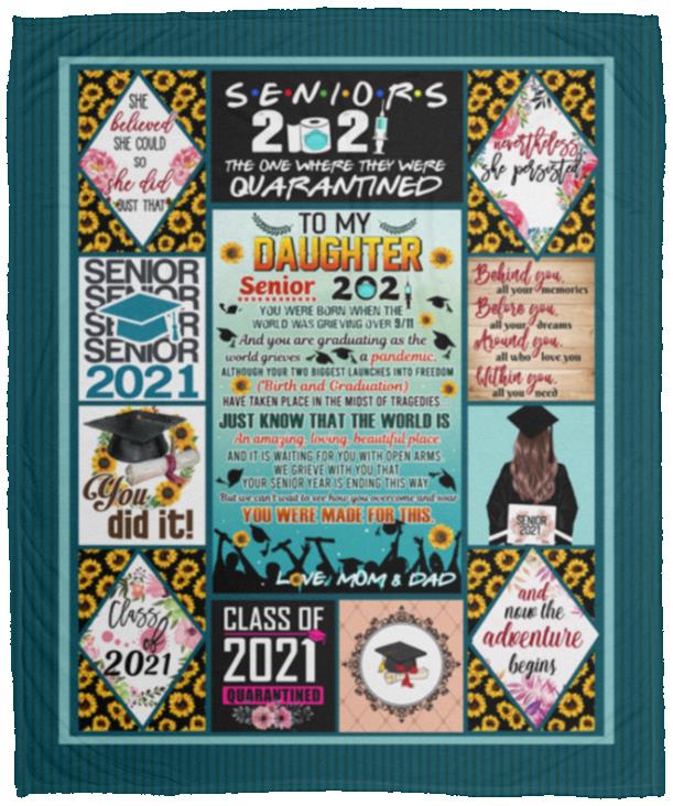 To My Daughter Senior 2021, White, Cozy Plush Fleece Blanket - 50x60