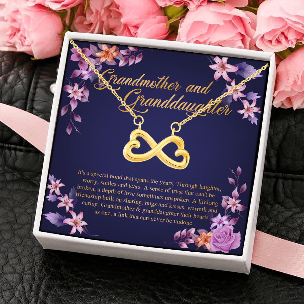 8Th. Grandmother and Granddaughter Infinity Heart Necklace (Gold) 4