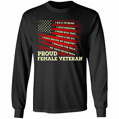 I Am A Veteran I Love Freedom Sleeve, Black, Long Sleeve