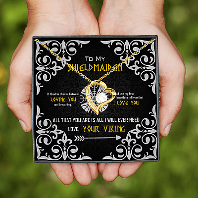 Alternative view of To My Shieldmaiden If I Had To Choose Between Loving You And Breathing Forever Love Heart Pendant Necklace