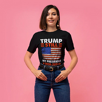 Alternative view of Trump Is Still My President 2021-2024 T-shirt - V-neck - Joe And The Hoe Election Shirt