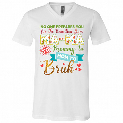 mama vneck, White, V-Neck T-Shirt