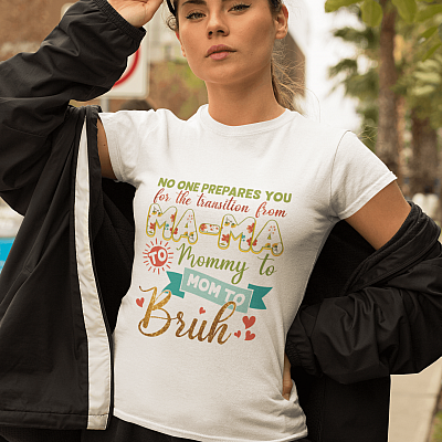 Alternative view of No One Prepares You for the Transition to Bruh Funny Mothers Day Gift T-Shirt - V-Neck Tee