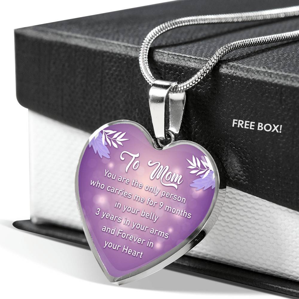 To Mom You Are The Only Person Who Carries Me For 9 Months Heart Pendant Necklace - Heart Luxury Necklace (Silver)