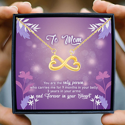 To Mom You Are The Only Person Who Carries Me For 9 Months Infinity Heart Pendant Necklace