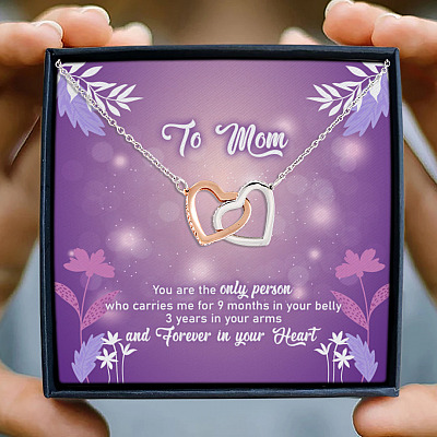 To Mom You Are The Only Person Who Carries Me For 9 Months Interlocking Hearts Pendant Necklace