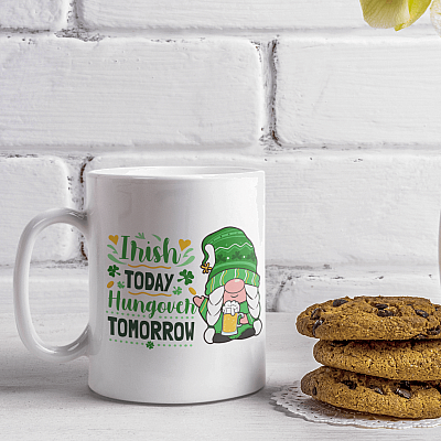 Alternative view of Irish Today Hungover Tomorrow - Happy St Patricks Day 2021 - Shamrock Ceramic Coffee Mug - Beer Stein