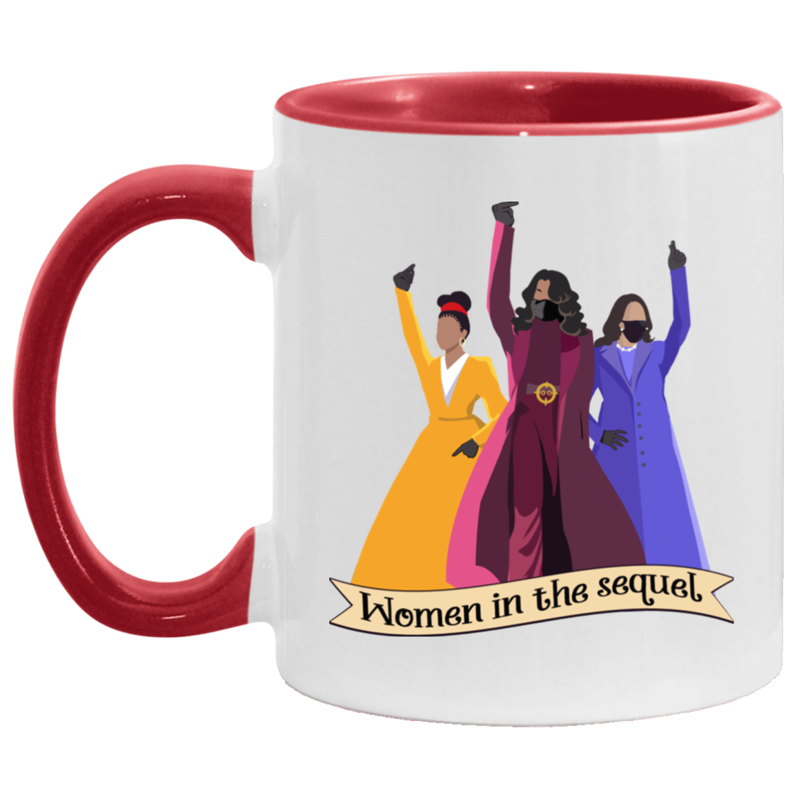 Kamala Michelle Amanda - Include Women in the Sequel Feminist Accent Mug, White/Red, 11 oz. Accent Mug