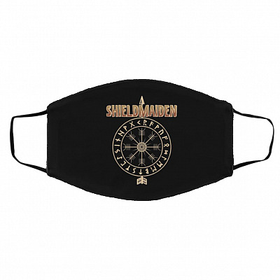 Shieldmaiden Facemask, Black, Cloth Face Cover – Medium/Large