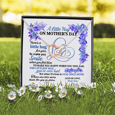 Alternative view of A Little Hug On Mothers Day Here Is A Little Hug For You Gift From Son Interlocking Hearts Pendant Necklace