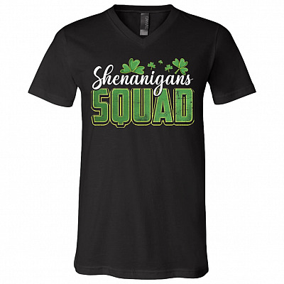 squad vneck, Black, V-Neck T-Shirt