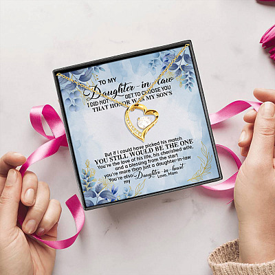 Alternative view of To My Daughter In Law I Did Not Get To Choose You That Honor Was My Son's Forever Love Pendant Necklace