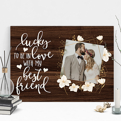 Alternative view of Personalized Photo Lucky to Be in Love with My Best Friend Gallery Framed Canvas Prints - Unframed Poster