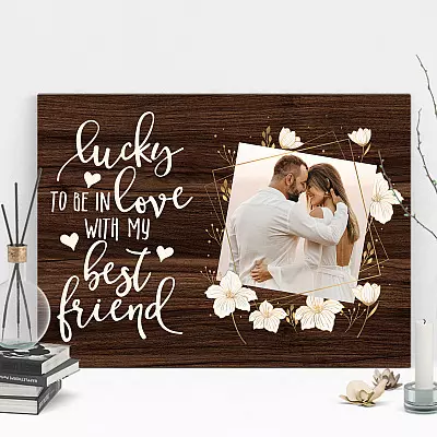 Personalized Photo Lucky to Be in Love with My Best Friend Gallery Framed Canvas Prints - Unframed Poster