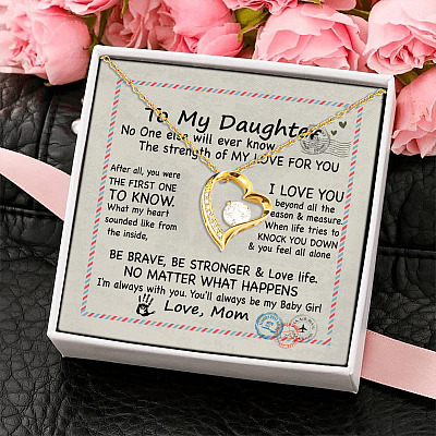 Mom To My Daughter No One Else Will Ever Know the Strength of My Love For You Forever Love Pendant Necklace