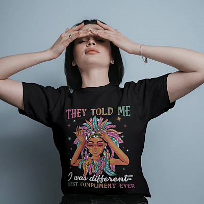 Alternative view of Native Girl They Told Me I Was Different Best Compliment Ever T-shirt - Cherokee Native American Shirt