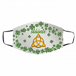 Irish Celtic Trinity Knot Slainté Shamrock St Patrick's Day Washable Reusable Printed Cloth Face Mask Cover, White, Cloth Face Cover – Medium/Large