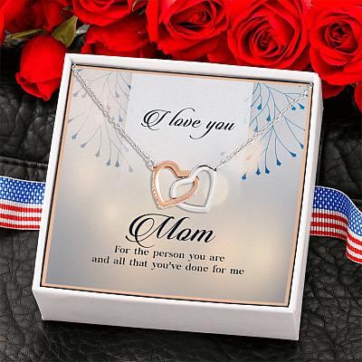Alternative view of I Love You Mom All That You Have Done for Me Happy Mothers Day Gifts Interlocking Heart Pendant Necklace