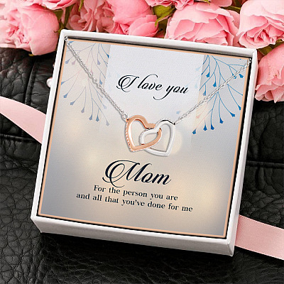I Love You Mom All That You Have Done for Me Happy Mothers Day Gifts Interlocking Heart Pendant Necklace