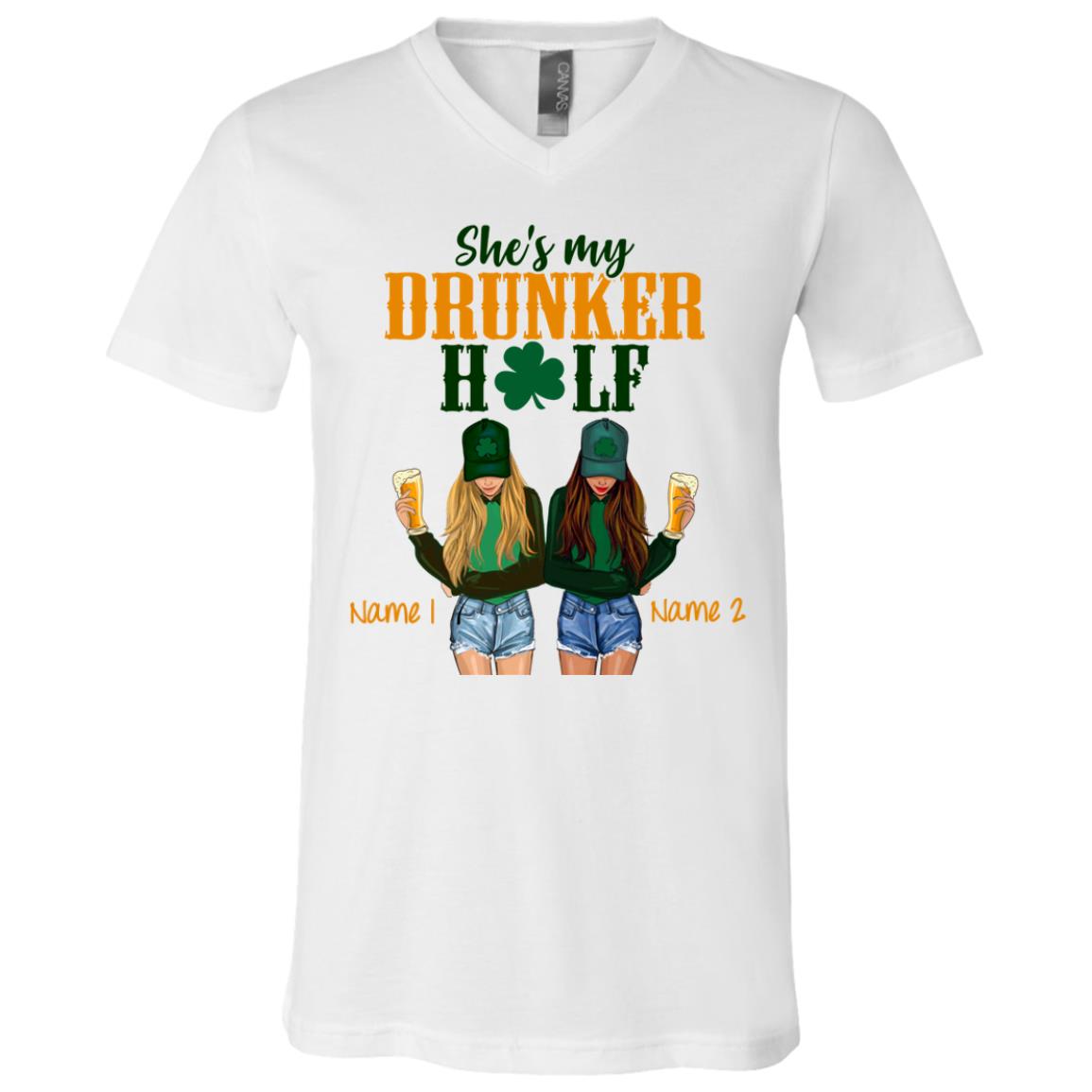 half vneck, White, V-Neck T-Shirt