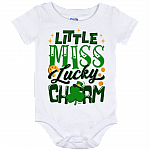 Little Miss Lucky Charm Baby Onesie - Funny St Patricks Day Gift for Kids Toddler Baby Infant Bodysuit, White, Baby Onesie - 12 Month