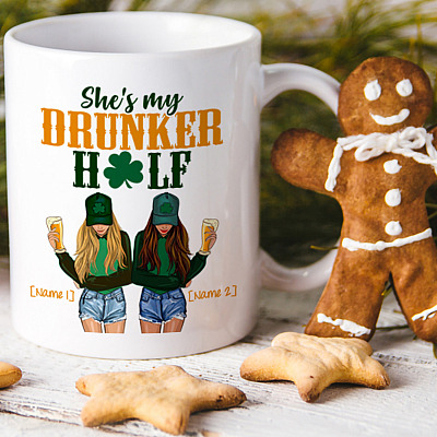 Alternative view of Personalized She's My Drunker Help - Funny St Patrick Gift for Bff Ceramic Coffee Mug - Water Bottle