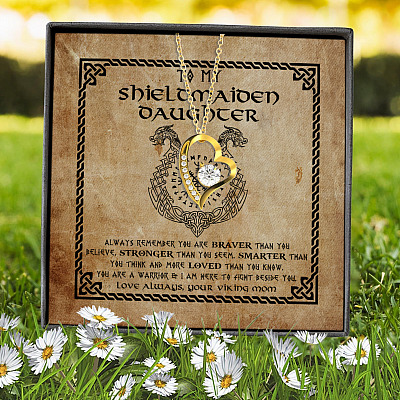 From Mom To My Shieldmaiden Daughter You Are Braver Than You Believe Forever Love Heart Pendant Necklace