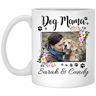 Personalized Custom Photo Dog Mama Coffee Mug - Mother's Day Gift For Dog Mom - Fur Mom Gift, White, 11 oz. White Mug