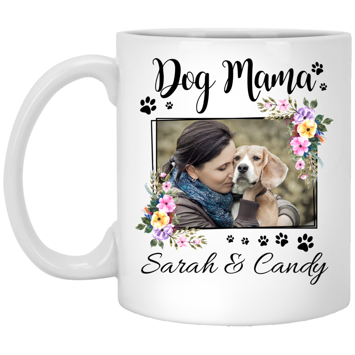 Personalized Custom Photo Dog Mama Coffee Mug - Mother's Day Gift For Dog Mom - Fur Mom Gift, White, 11 oz. White Mug